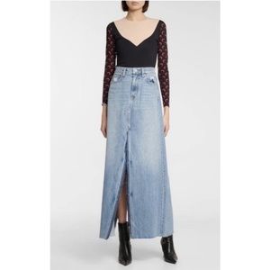 NWT SLVRLAKE Stevie distressed organic denim maxi skirt in Sunday Feeling